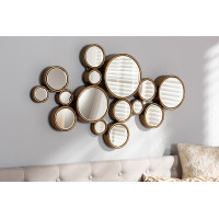 Baxton Studio RXW-5404 Cassiopeia Modern and Contemporary Antique Gold Finished Bubble Accent Wall Mirror